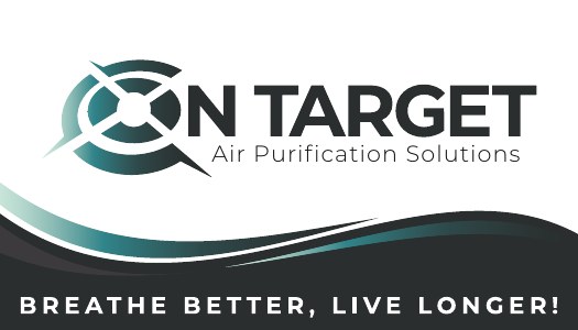 On Target business card front: Breathe better, live longer!